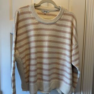 Madewell Cream and Tan Striped Sweater